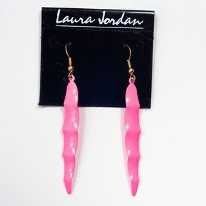 Vintage 1980s Laura Jordan Hot Pink Dangle Earrings